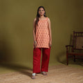 Peach - natural dyed cotton short bagh kurta 02