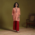 Peach - natural dyed cotton short bagh kurta 06