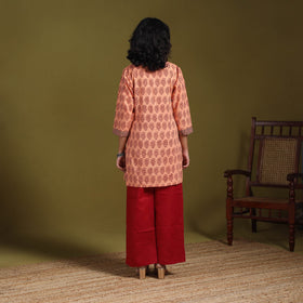 Peach - natural dyed cotton short bagh kurta 06