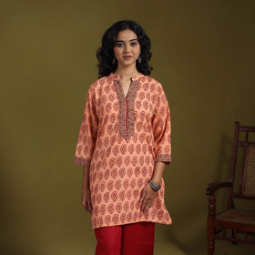 Peach - natural dyed cotton short bagh kurta 06