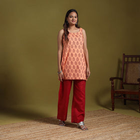 Peach - natural dyed cotton short bagh kurta 02