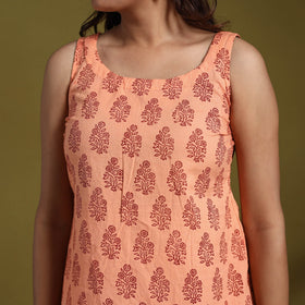 Peach - natural dyed cotton short bagh kurta 02