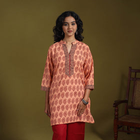 Peach - natural dyed cotton short bagh kurta 06