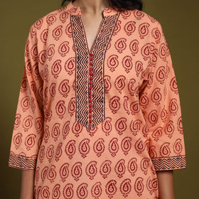 Peach - natural dyed cotton short bagh kurta 06