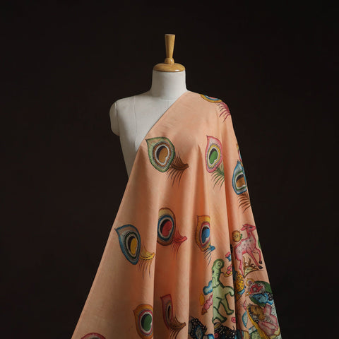 Natural dyed handloom chanderi silk handpainted