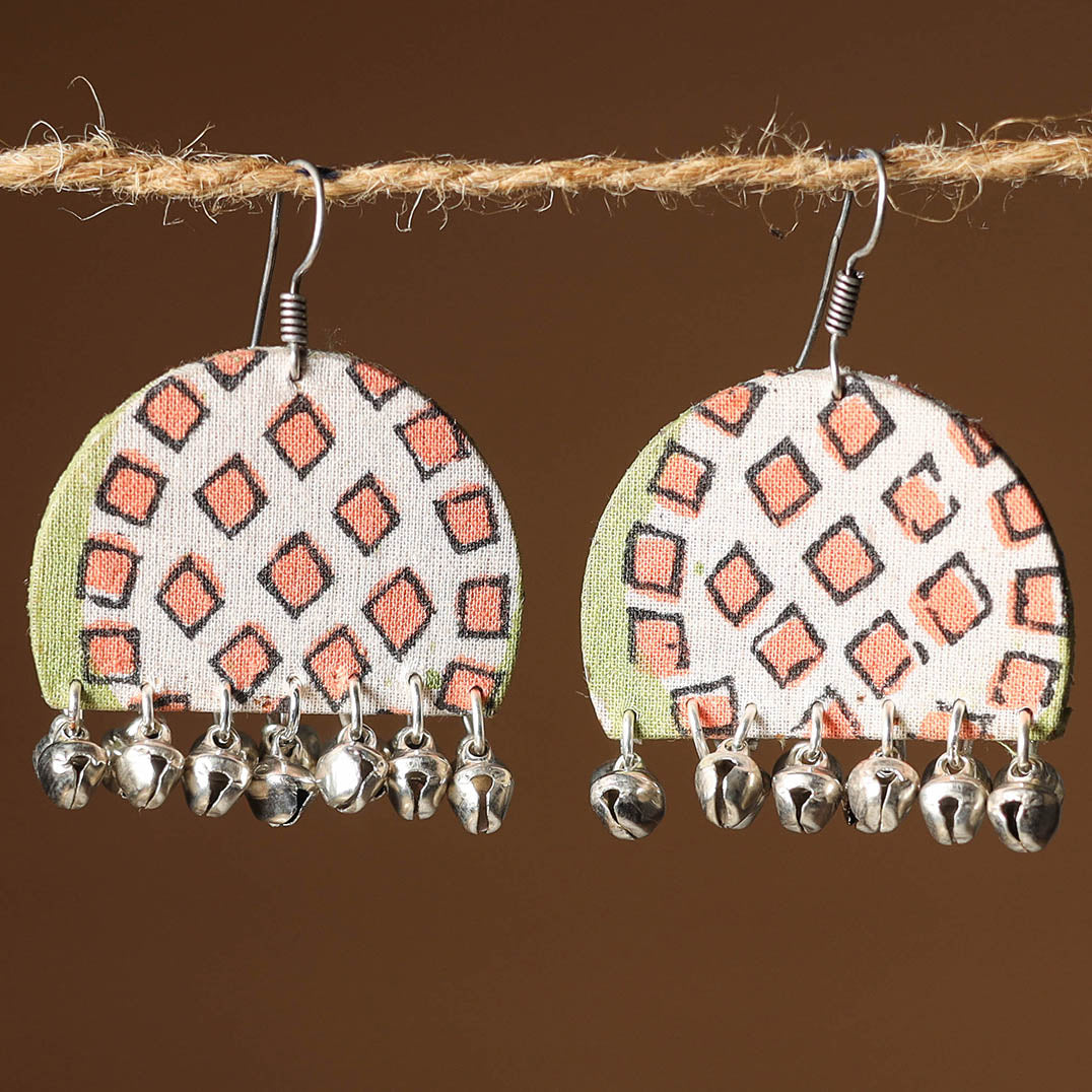 Grey Nusrat Ghungroo Work Fabart Earrings