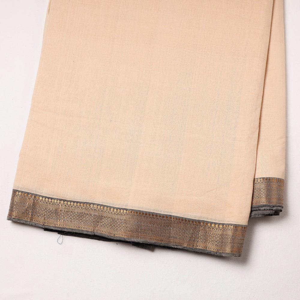 Peach Original Mangalagiri Handloom Cotton  Zari Border Fabric 