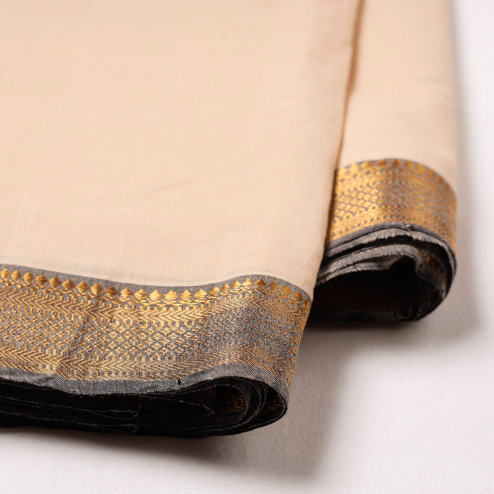 Peach Original Mangalagiri Handloom Cotton  Zari Border Fabric 