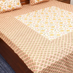 Patchwork hand double sanganeri bedsheet set (108 x 90 in)