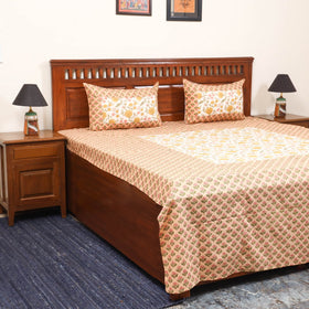 Patchwork hand double sanganeri bedsheet set (108 x 90 in)