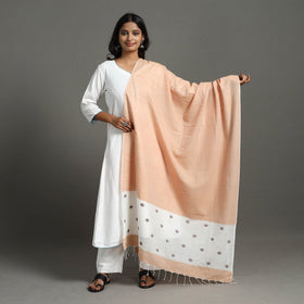 Peach - phulia bengal cotton handloom dupatta with tassels