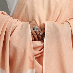 Peach - phulia bengal cotton handloom dupatta with tassels