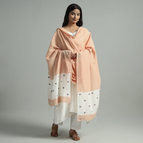 Peach - phulia bengal jamdani handloom pure cotton dupatta