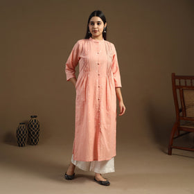  Pintuck Straight Cotton Jacquard Kurta for Women