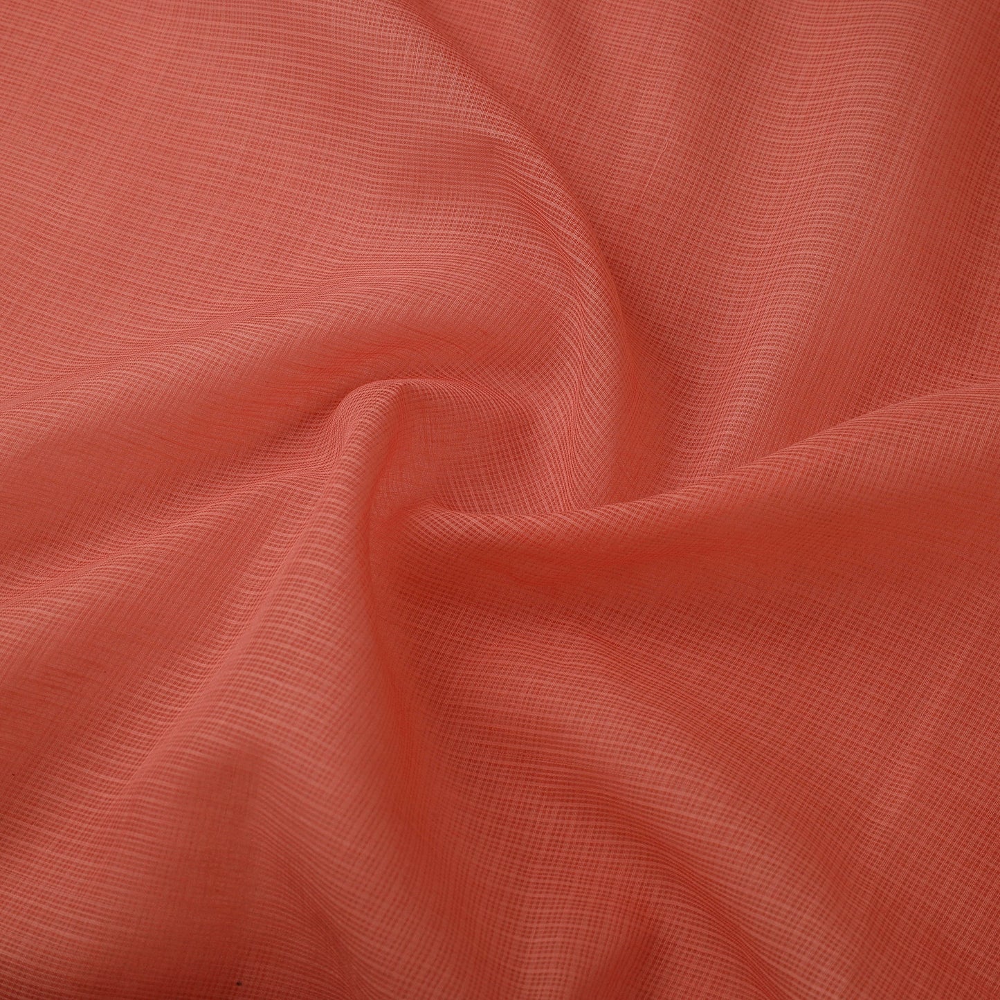 Peach Plain Cotton Kota Doria Fabric 