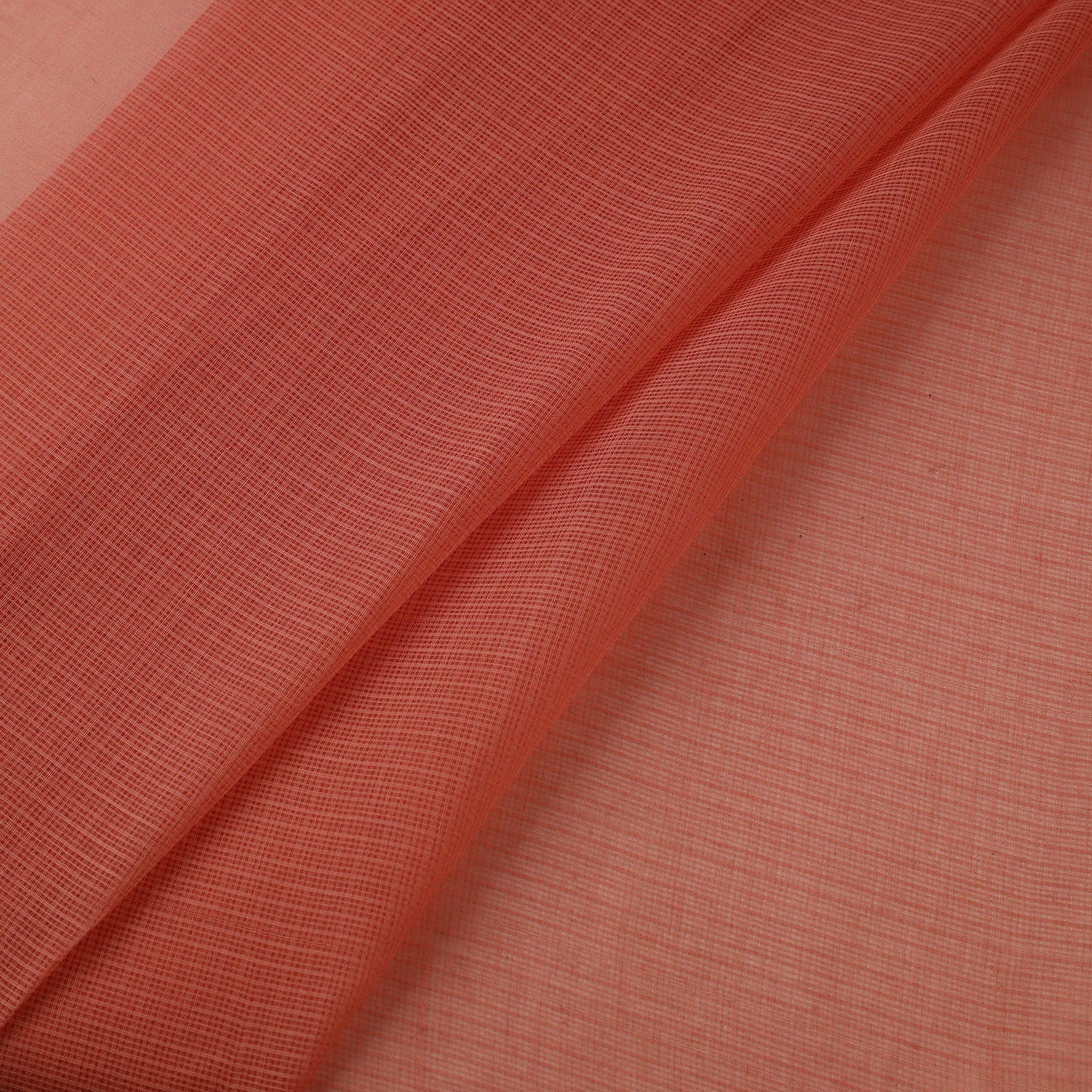 Peach Plain Cotton Kota Doria Fabric 