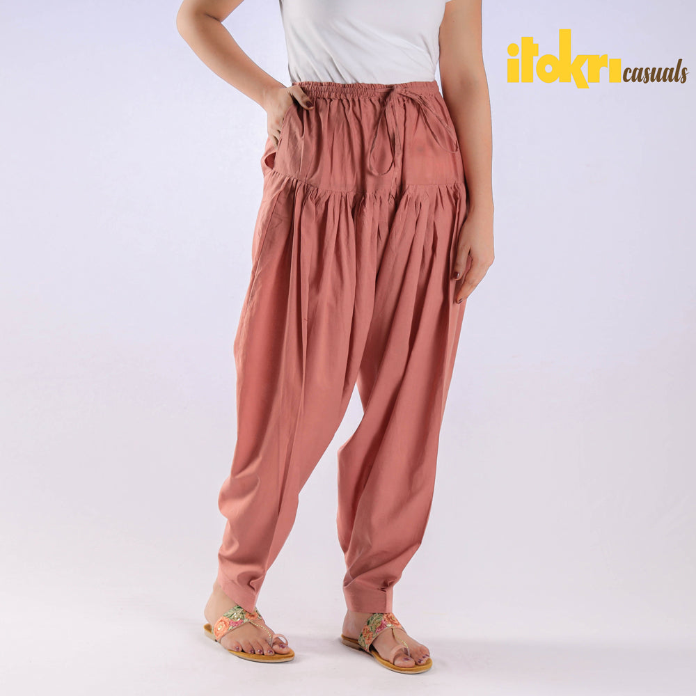 Buy Peach Plain Cotton Women Salwar