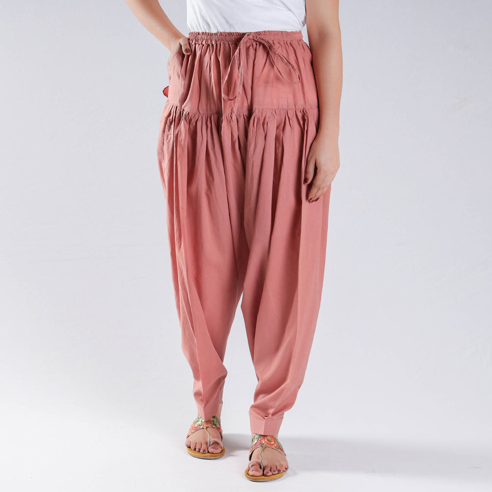 Buy Peach Plain Cotton Women Salwar