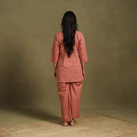 Peach - plain dyed cotton co-ord set 04 - handcrafted