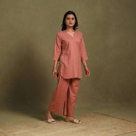 Peach - plain dyed cotton co-ord set 04 - handcrafted