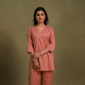 Peach - plain dyed cotton co-ord set 04 - handcrafted