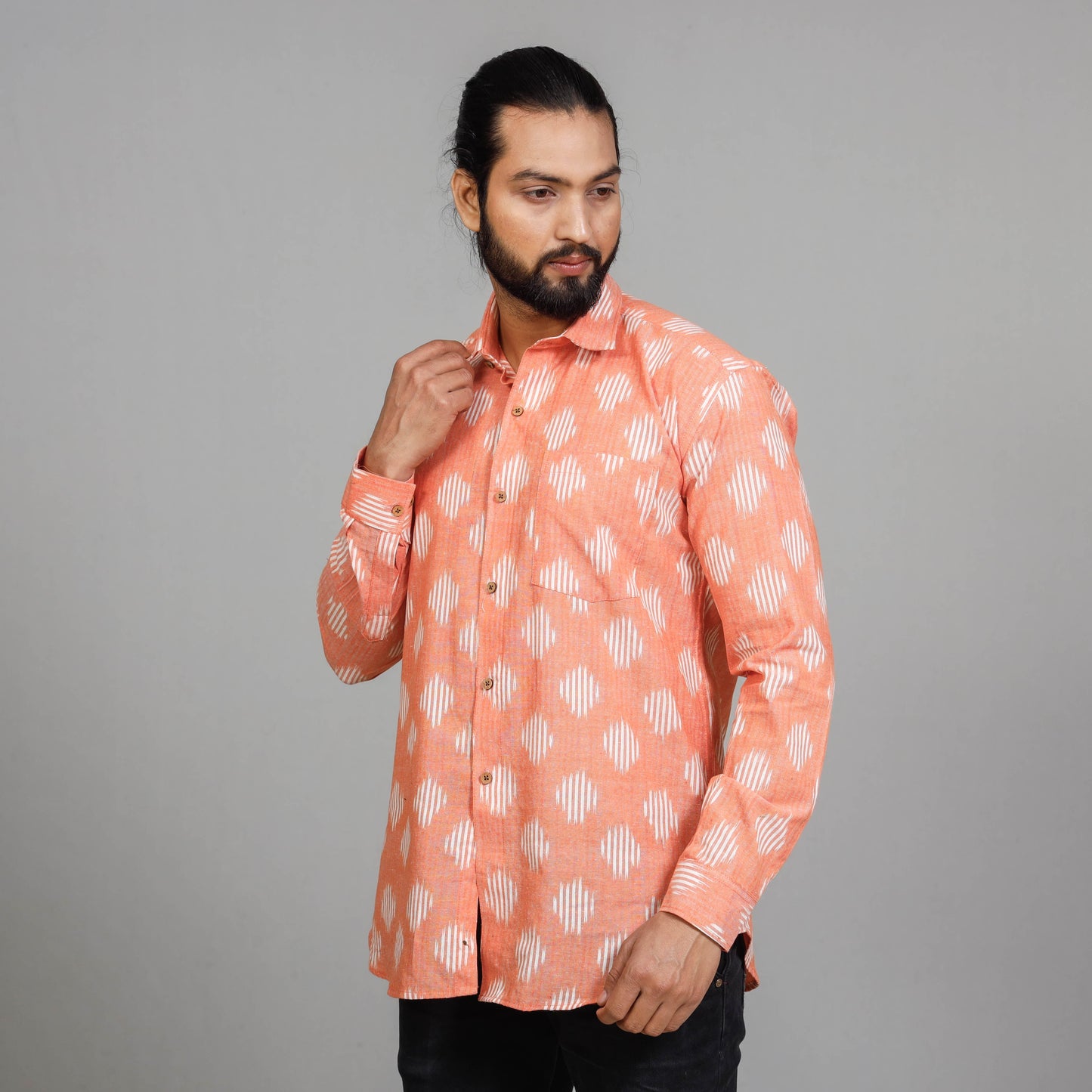 Buy Pochampally Ikat Cotton Men Full Sleeve Shirt Online at iTokri.com