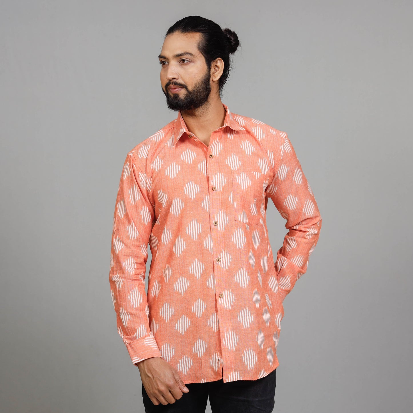 Buy Pochampally Ikat Cotton Men Full Sleeve Shirt Online at iTokri.com