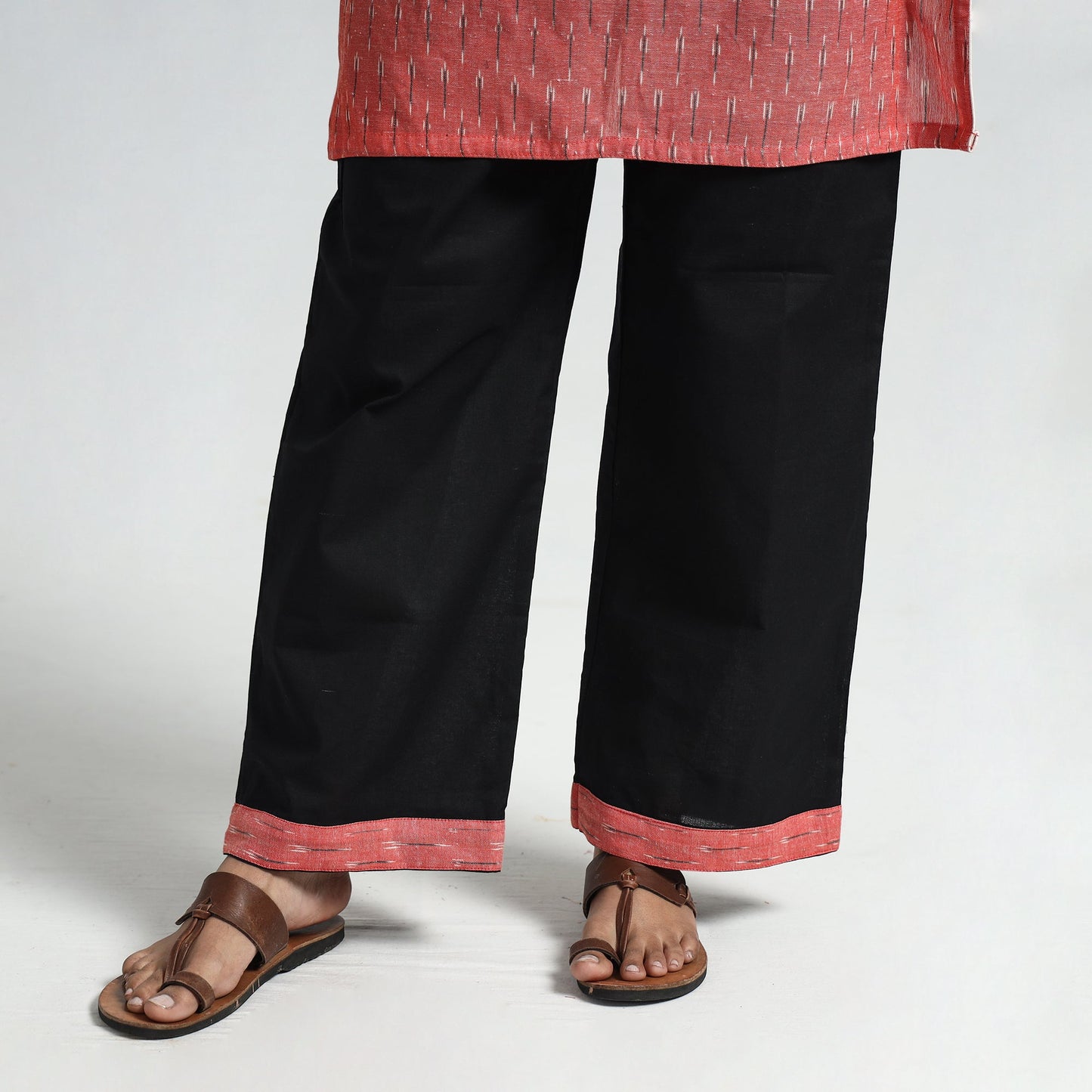 Buy Pochampally Ikat Weave Cotton Kurta with Palazzo & Dupatta Set Online l iTokri.com