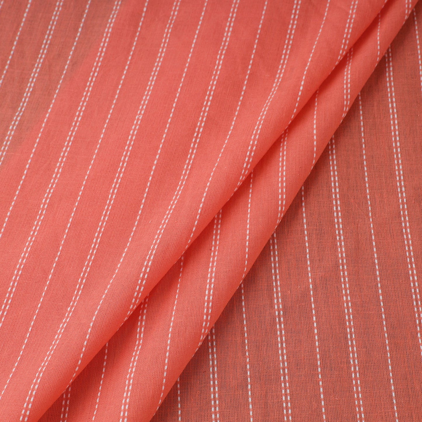 Peach Prewashed Cotton Jacquard Fabric