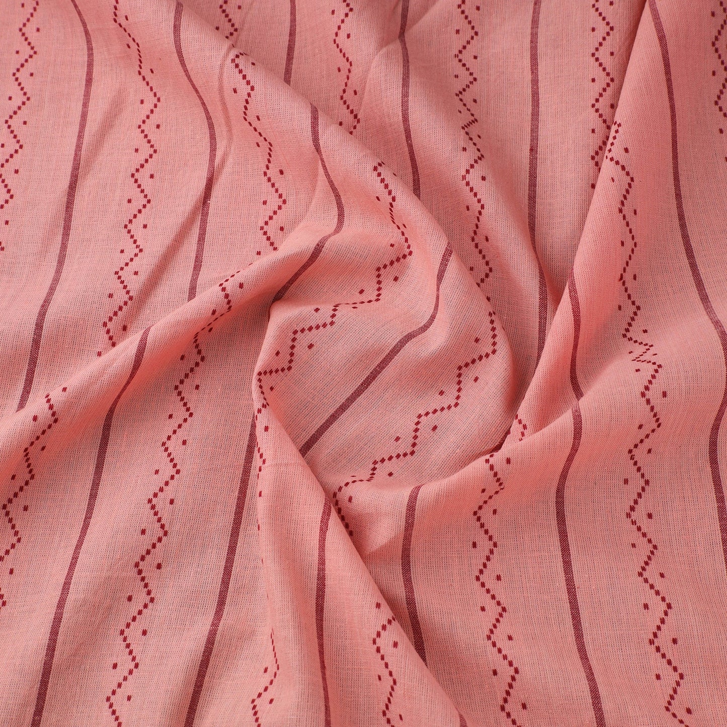Peach Prewashed Cotton Jacquard Fabric