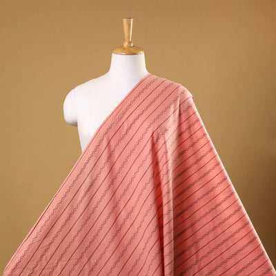 Peach Prewashed Cotton Jacquard Fabric