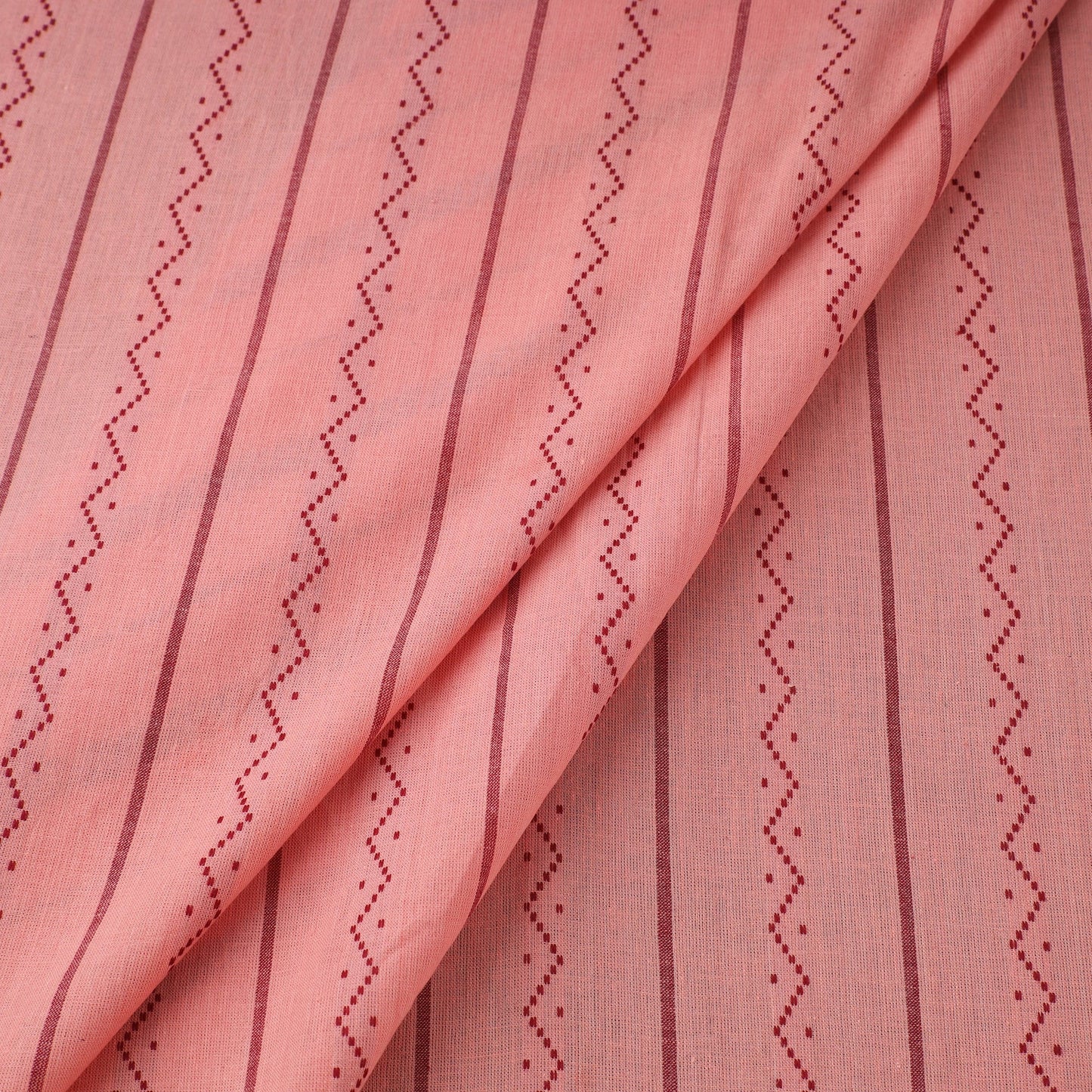 Peach Prewashed Cotton Jacquard Fabric