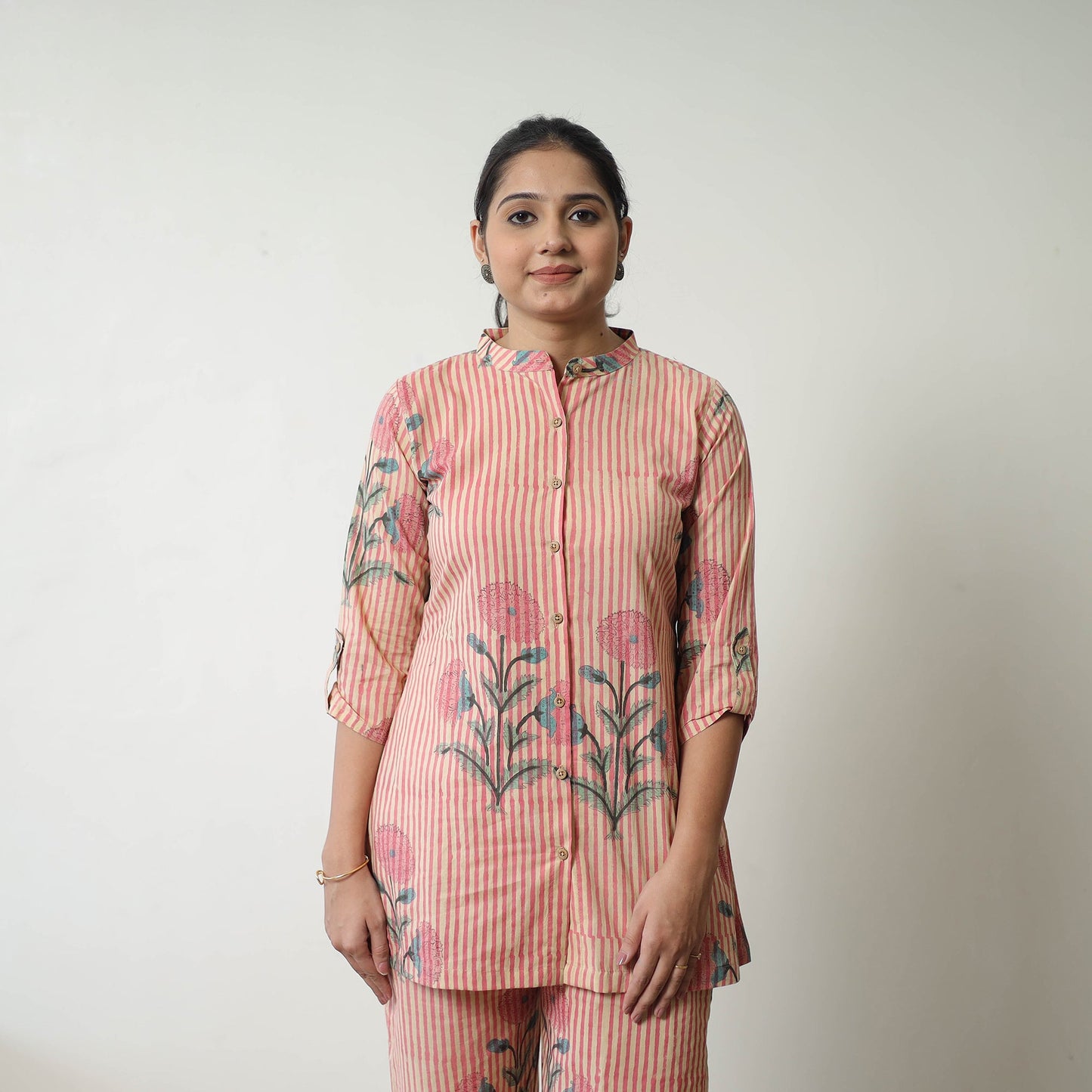 Peach - Block Printed Cotton Sanganeri Co-Ord Set 08