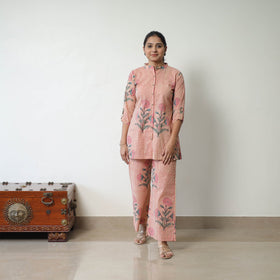 Peach - Block Printed Cotton Sanganeri Co-Ord Set 08
