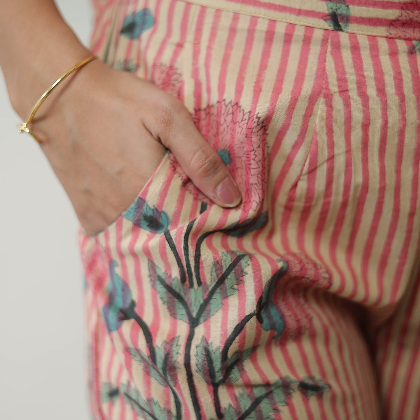 Peach - Block Printed Cotton Sanganeri Co-Ord Set 08