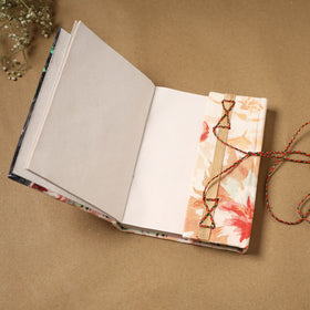 Printed fabric cover handmade paper notebook with thread