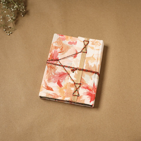 Printed fabric cover handmade paper notebook with thread