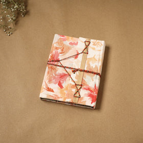 Printed fabric cover handmade paper notebook with thread