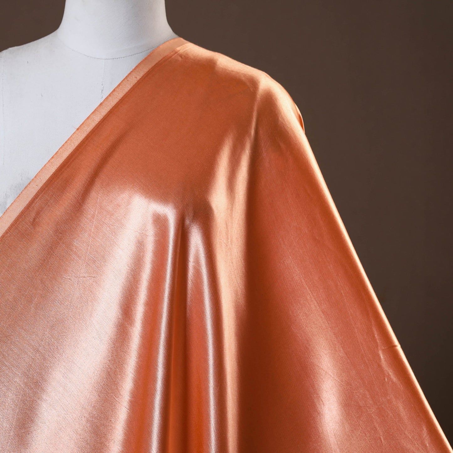 Peach - pure mashru silk plain fabric (width - 46 in) 07