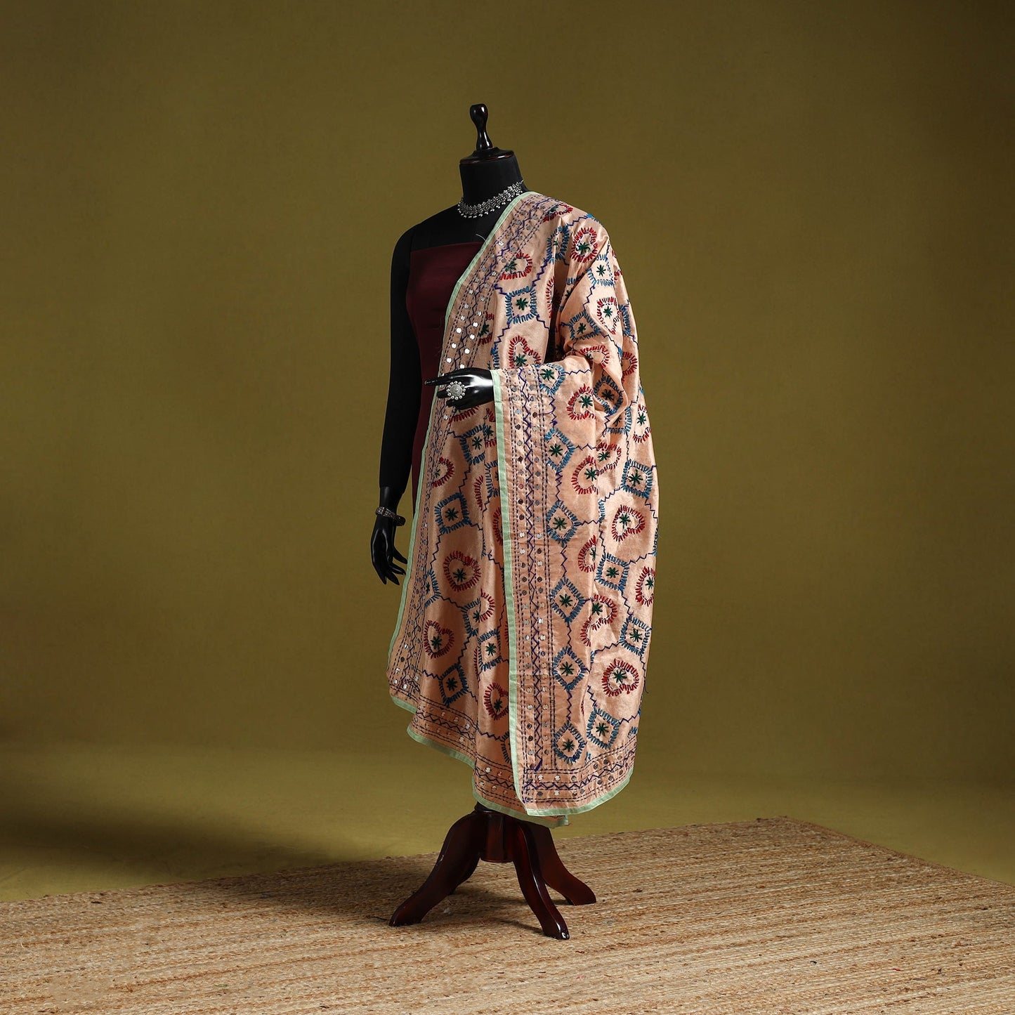 Ranihati chapa work chanderi silk hand embroidery dupatta