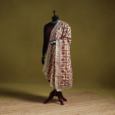 Ranihati chapa work chanderi silk hand embroidery dupatta