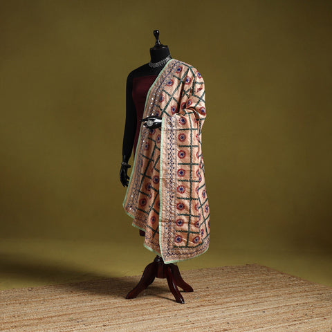 Ranihati chapa work chanderi silk hand embroidery dupatta