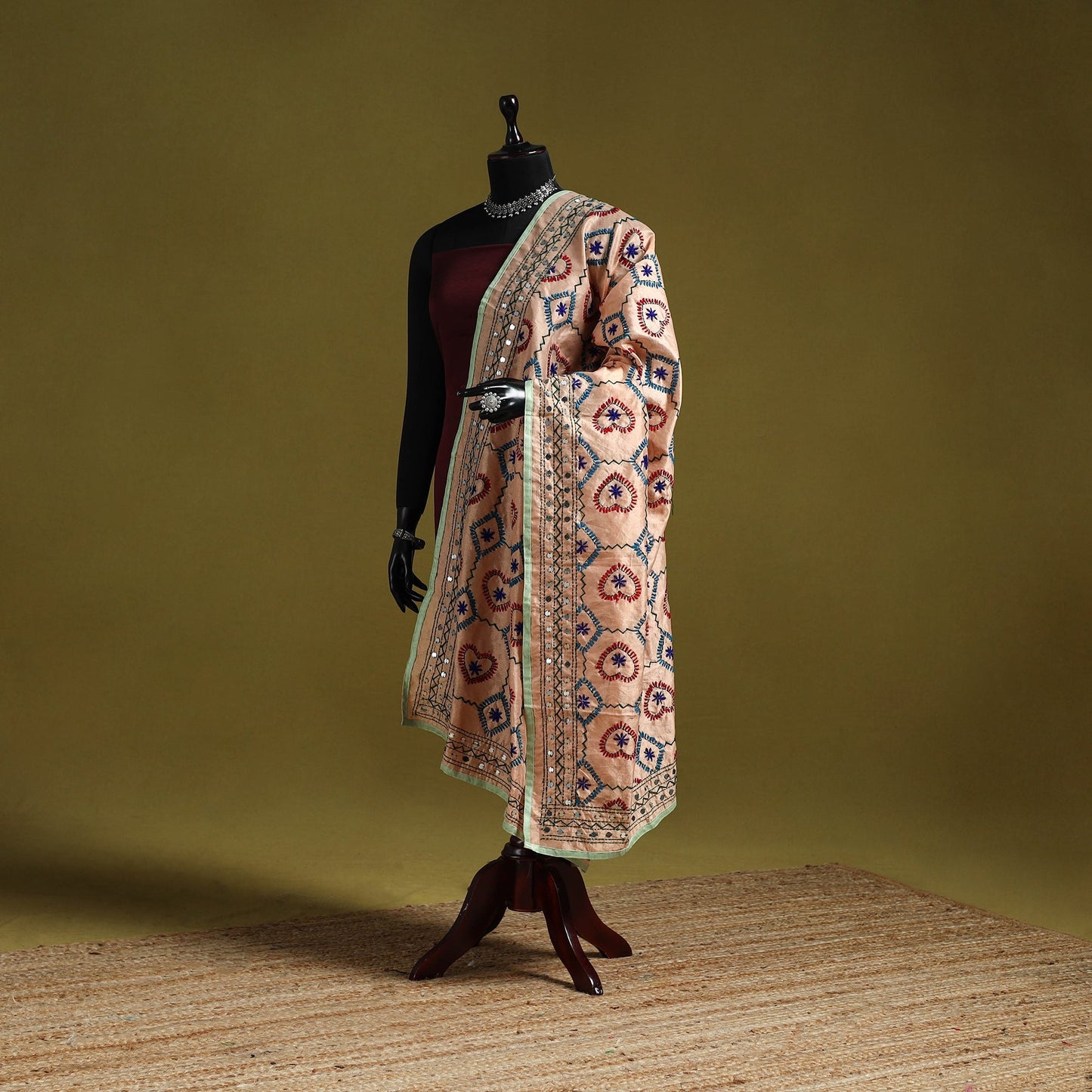 Ranihati chapa work chanderi silk hand embroidery dupatta