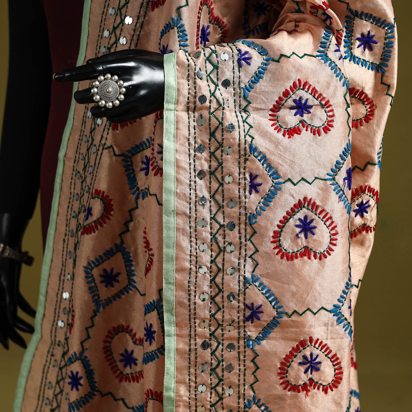 Ranihati chapa work chanderi silk hand embroidery dupatta