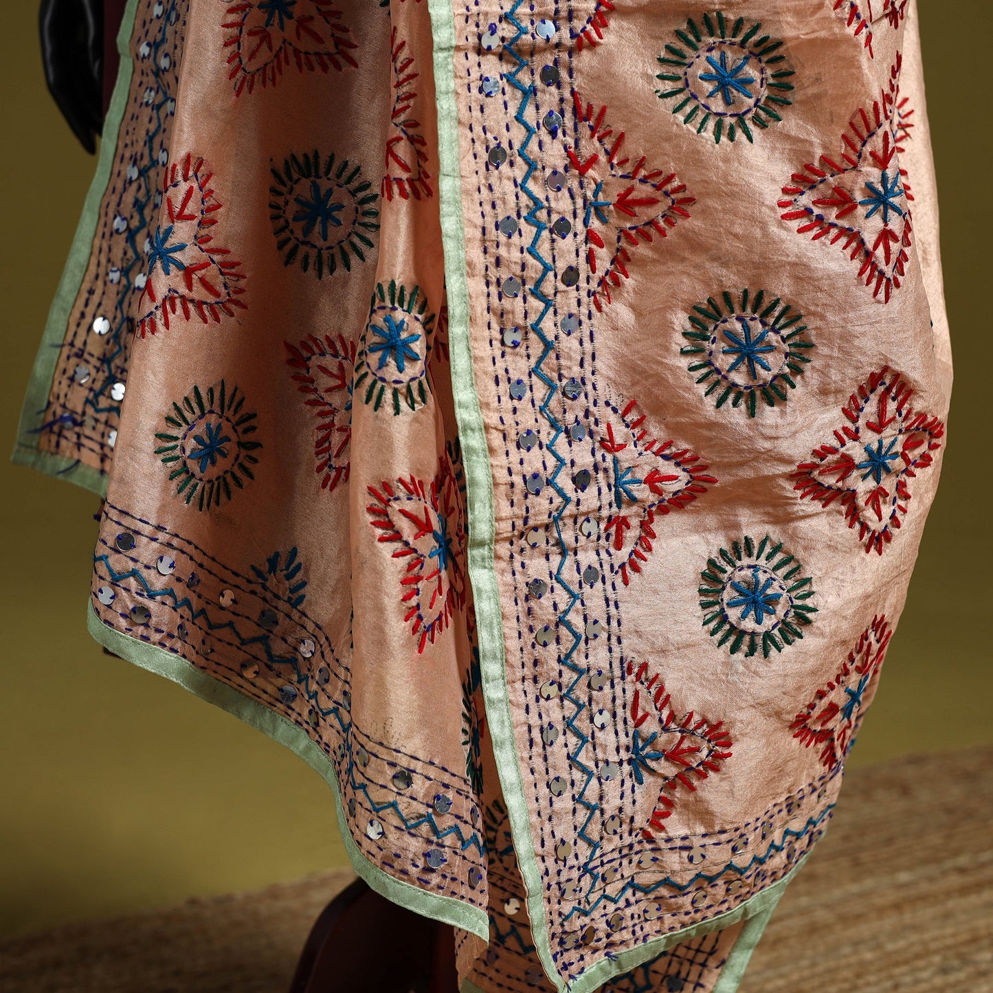 Ranihati chapa work chanderi silk hand embroidery dupatta