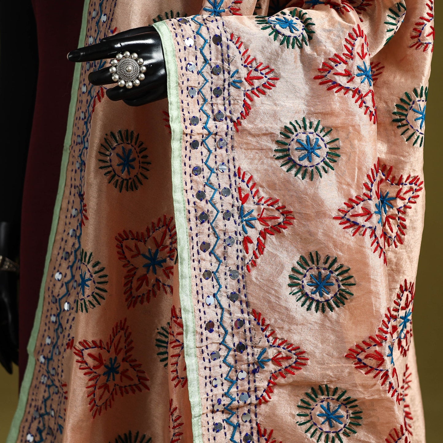 Ranihati chapa work chanderi silk hand embroidery dupatta