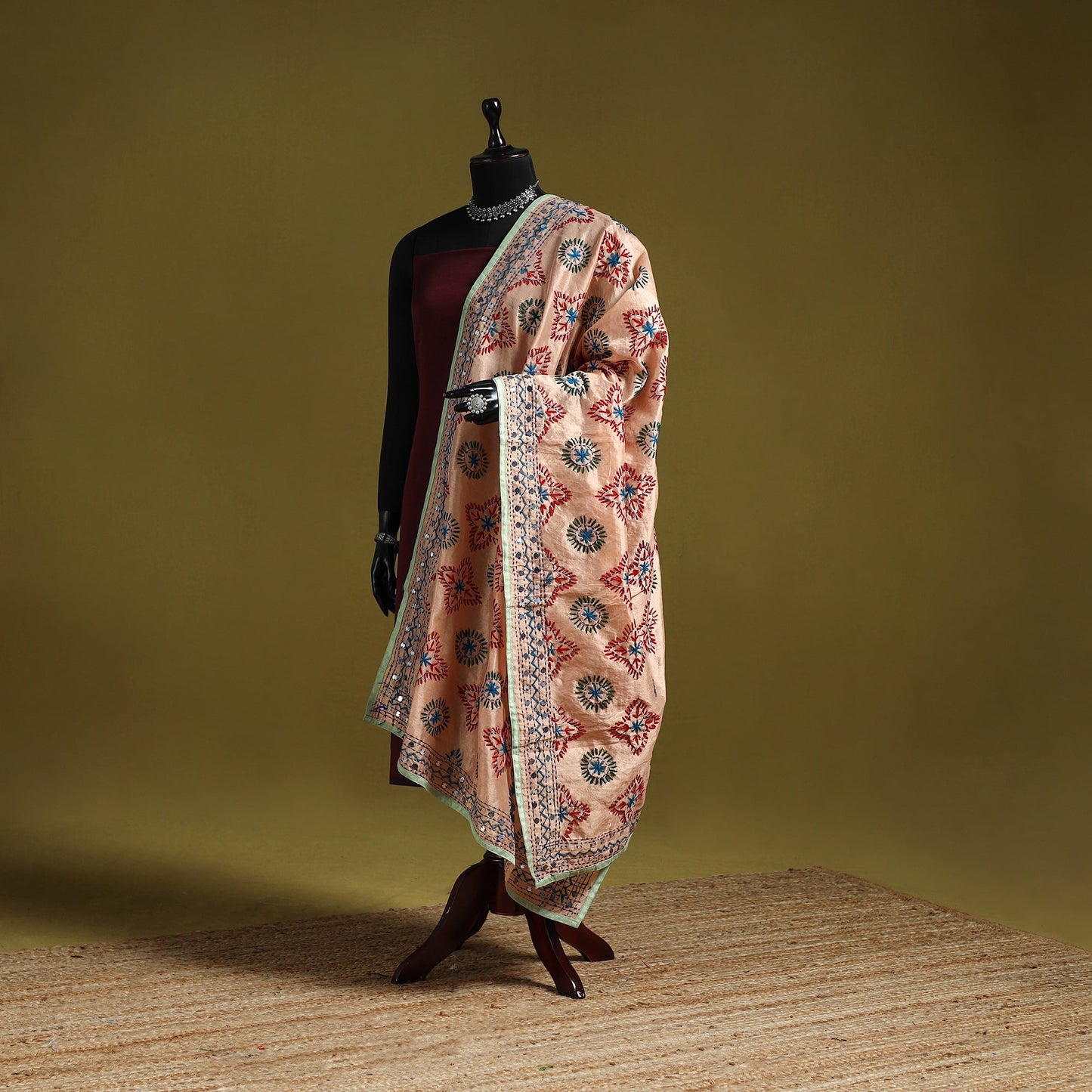 Ranihati chapa work chanderi silk hand embroidery dupatta