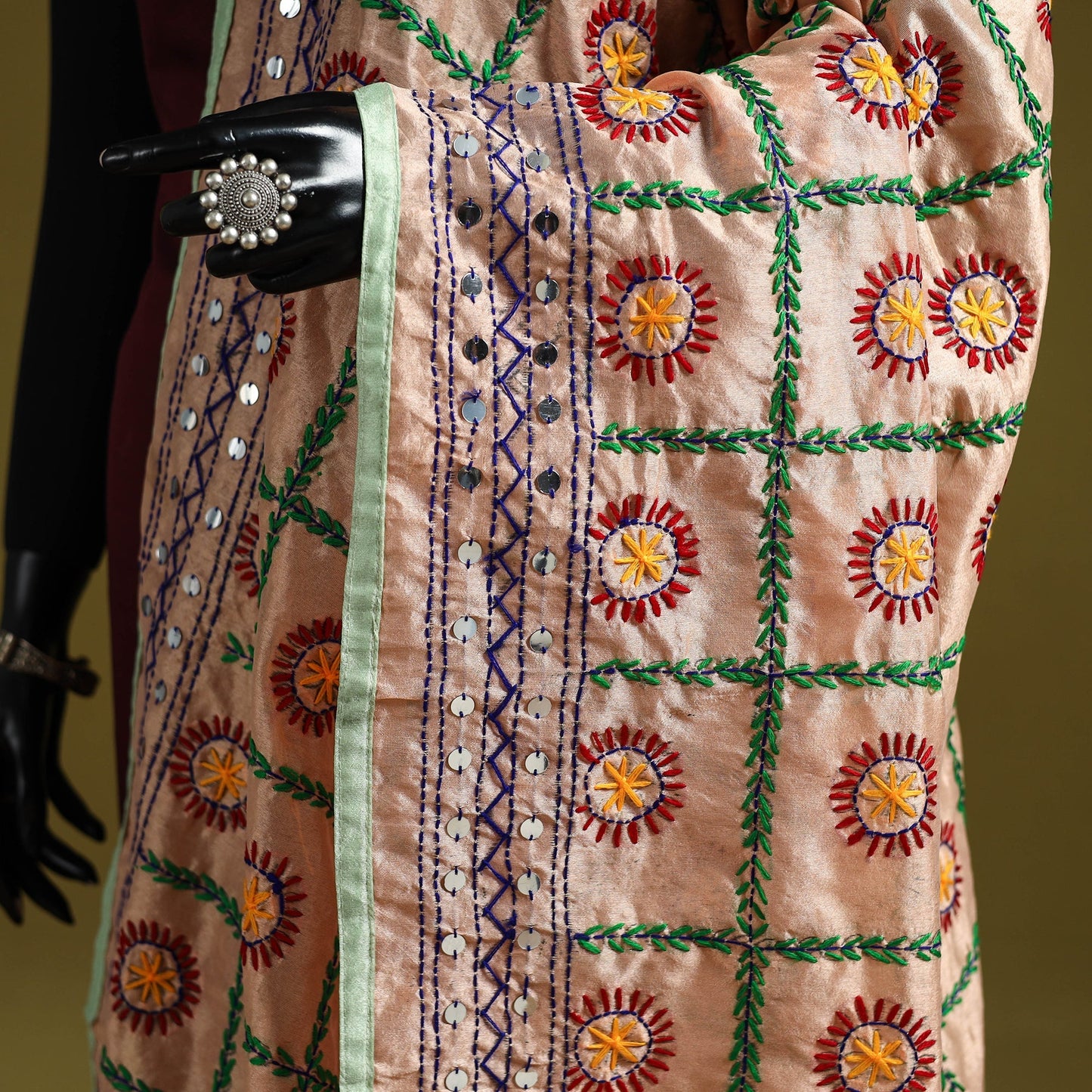 Ranihati chapa work chanderi silk hand embroidery dupatta