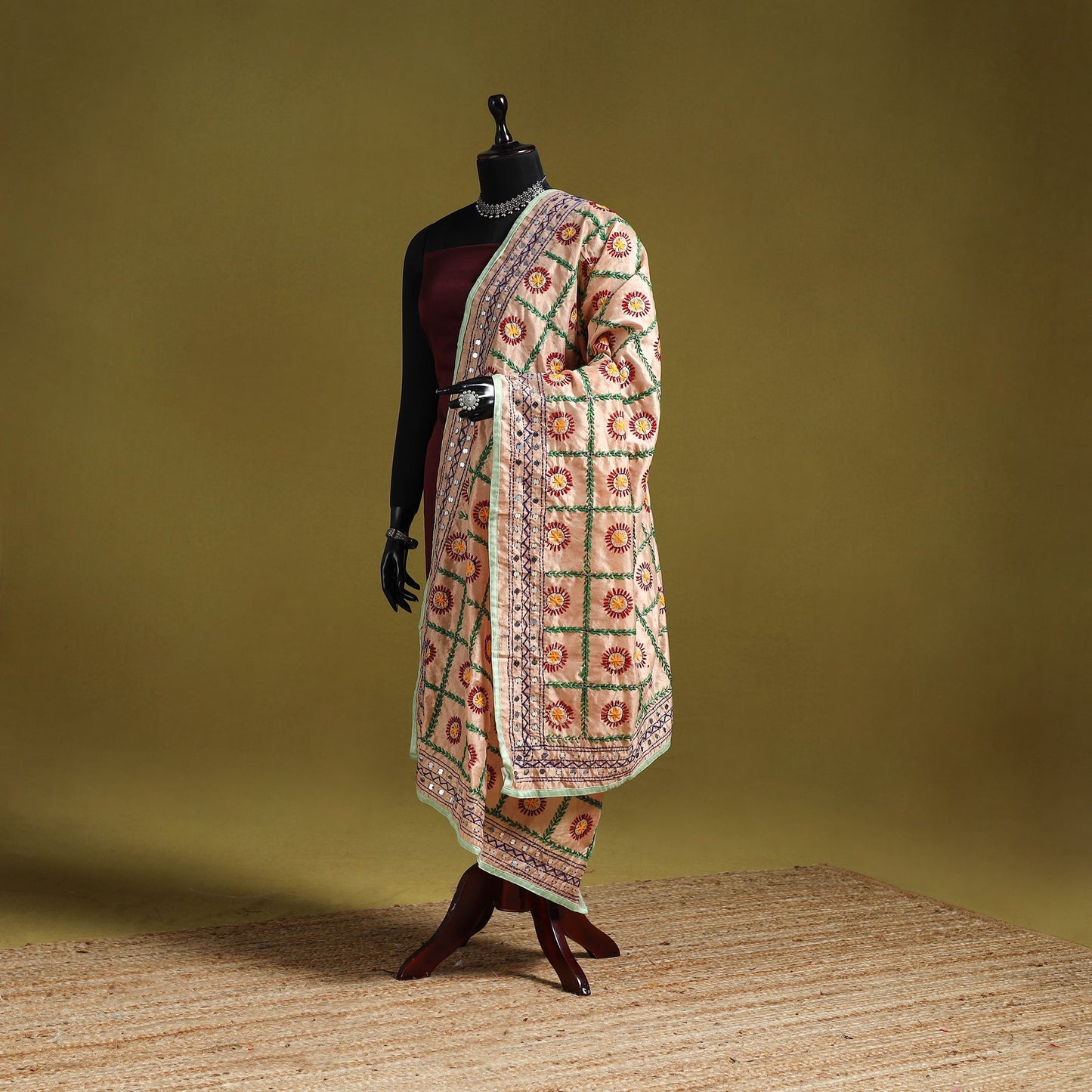 Ranihati chapa work chanderi silk hand embroidery dupatta