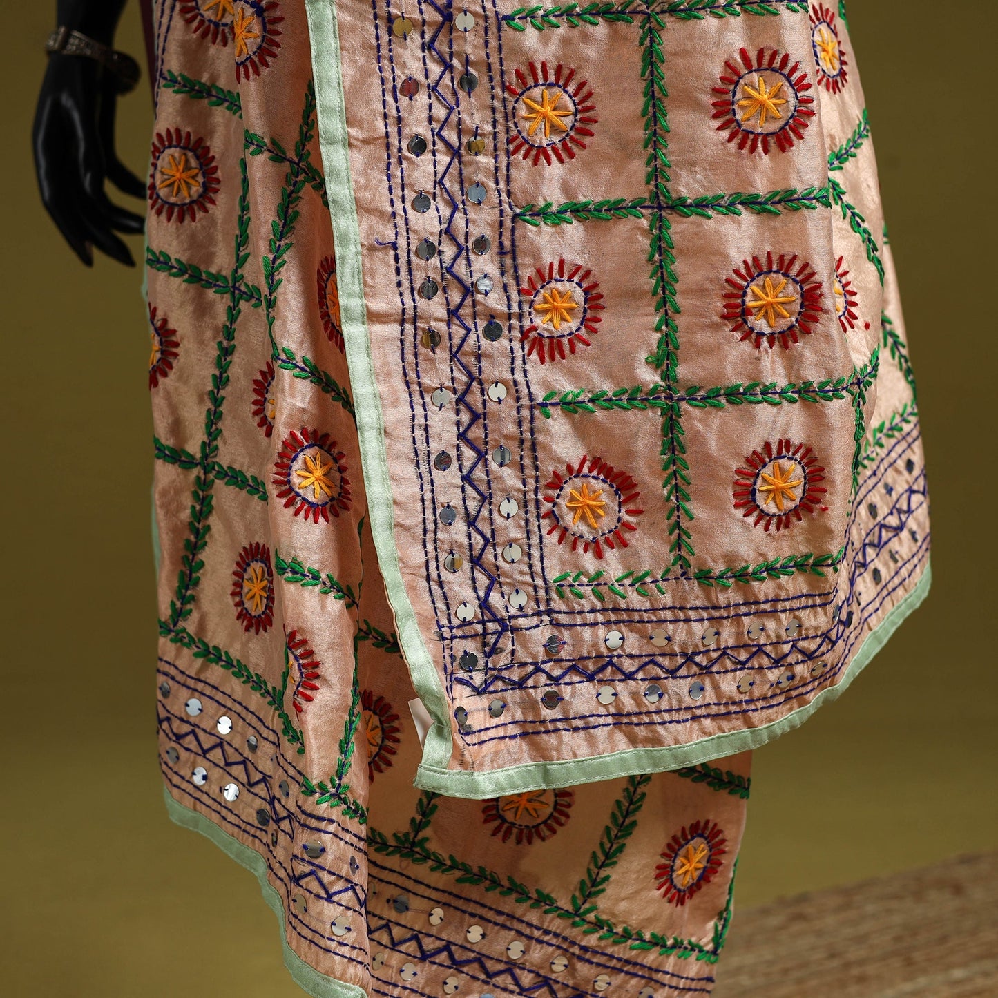 Ranihati chapa work chanderi silk hand embroidery dupatta